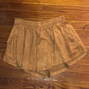 Tan velvet shorts